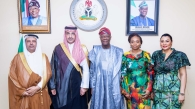 FROM LEFT TO RIGHT 1. Faisal Al-Ghamdi-Saudi Ambassador to Nigeria 2. Mr. Sultan Al-Marshad-CEO Saudi Fund for Development (SFD) 3. Wale Edun-The Honorable Minister of Finance and Coordinating Minister of the Economy 4. Dr. Jumoke Oduwole- Minister of Industry, Trade and Investment 5. Dr. Doris Nkiruka Uzoka-Anite-The Minister of State for Finance