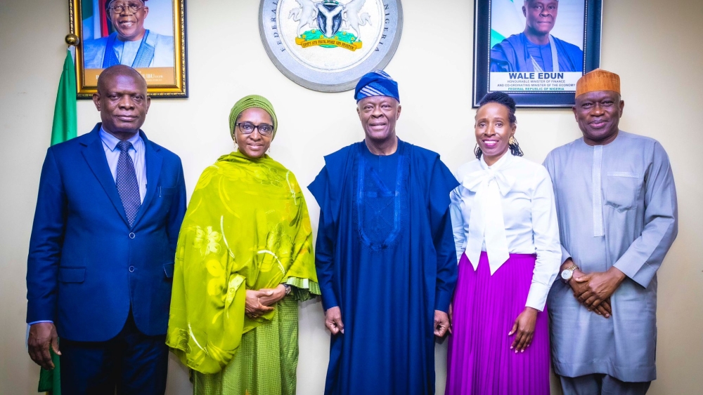 L-R
1. The Permanent Secretary Special Duties Federal Ministry of Finance Mr Raymond Omenka Omachi 
2.    The Executive. Director for
Angola, Nigeria and South Africa (ANSA) Constituency at the World Bank,  Mrs 
Zainab Shamsuna Ahmed 
3. The Honourable Minister of Finance and Coordinating Minister of the Economy Mr Wale Edun. 
4. The Special Adviser to the President on Finance and Economy Mrs Sayande Okoli and 
5. Director, International Economic Relations (IER-FMF), Federal Ministry of Finance Mr 
George Stanley, in a group photograph shortly after the meeting with the ED, at the Ministry’s Headquarters, Abuja,  weekend.