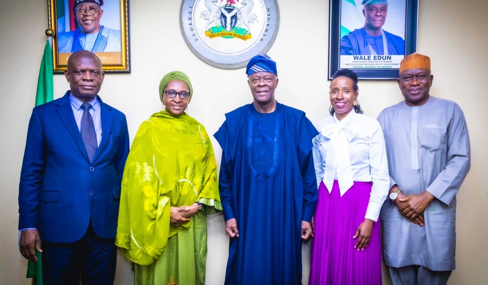L-R
1. The Permanent Secretary Special Duties Federal Ministry of Finance Mr Raymond Omenka Omachi 
2.    The Executive. Director for
Angola, Nigeria and South Africa (ANSA) Constituency at the World Bank,  Mrs 
Zainab Shamsuna Ahmed 
3. The Honourable Minister of Finance and Coordinating Minister of the Economy Mr Wale Edun. 
4. The Special Adviser to the President on Finance and Economy Mrs Sayande Okoli and 
5. Director, International Economic Relations (IER-FMF), Federal Ministry of Finance Mr 
George Stanley, in a group photograph shortly after the meeting with the ED, at the Ministry’s Headquarters, Abuja,  weekend.