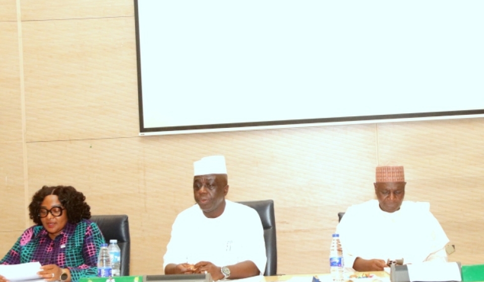 L-R 
1. Mrs Rita Okolie, Director, FAAC,  OAGF
2. Mr Shamsudeen Ogunjimi, Accountability General of the Federation and 
3. Dr Ali Mohammed, Director Home Finance, Federal Ministry of Finance, Abuja, during the FAAC meeting today held at the Federal Ministry of Finance Headquarters Abuja.