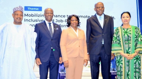 The Honourable Minister of Finance and Coordinating Minister of the Economy, Wale Edun with the Honorable Minister of Budget and National Planning, Senator Atiku Bagudu (rt), Honourable Minister of State for Finance, Dr. Doris Uzoka-Anite, Dr. Iyabo Masha, Director and Head of the Secretariat of the G-24 and the CBN Governor, Dr. Olayemi Cardoso at the G-24 2026 Technical Group meeting today in Abuja.