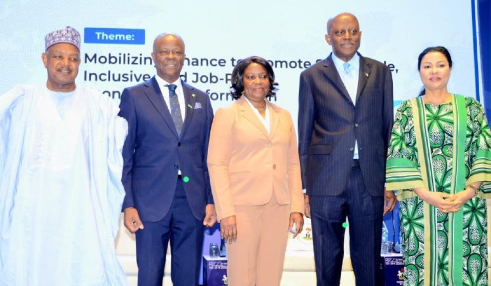 The Honourable Minister of Finance and Coordinating Minister of the Economy, Wale Edun with the Honorable Minister of Budget and National Planning, Senator Atiku Bagudu (rt), Honourable Minister of State for Finance, Dr. Doris Uzoka-Anite, Dr. Iyabo Masha, Director and Head of the Secretariat of the G-24 and the CBN Governor, Dr. Olayemi Cardoso at the G-24 2026 Technical Group meeting today in Abuja.